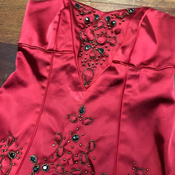 Cache Red Satin Corset - Picture 3 of 5